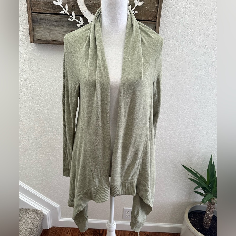 Lululemon Cashlu Knit Waterfall Open Cardigan Heather Rosemary Green Sz M/L?
